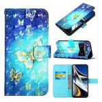For Xiaomi Poco X4 Pro 5G 3D Painting Horizontal Flip Leather Case(Golden Butterfly)