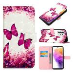 For Samsung Galaxy A73 5G 3D Painting Horizontal Flip Leather Case(Rose Butterfly)