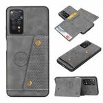 For Xiaomi Redmi Note 11 Pro Double Buckle Card Slots Magnetic Phone Case(Grey)
