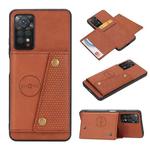 For Xiaomi Redmi Note 11 Pro Double Buckle Card Slots Magnetic Phone Case(Brown)