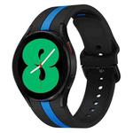 For Samsung Galaxy Watch4 40/44mm / Watch4 Classic 42/46mm Three Vertical Stripes Two-color Silicone Watch Band(Black Blue)