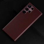 For Samsung Galaxy S22 Ultra 5G Carbon Fiber Shockproof Phone Case(Red)