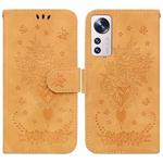 For Xiaomi 12 / 12X Butterfly Rose Embossed Leather Phone Case(Yellow)