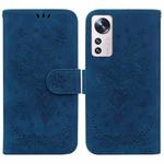 For Xiaomi 12 Pro Butterfly Rose Embossed Leather Phone Case(Blue)