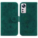 For Xiaomi 12 Pro Butterfly Rose Embossed Leather Phone Case(Green)