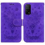 For Xiaomi Mi 10T Pro 5G / 10T 5G Butterfly Rose Embossed Leather Phone Case(Purple)