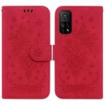For Xiaomi Mi 10T Pro 5G / 10T 5G Butterfly Rose Embossed Leather Phone Case(Red)