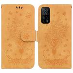 For Xiaomi Mi 10T Pro 5G / 10T 5G Butterfly Rose Embossed Leather Phone Case(Yellow)