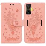 For Xiaomi Poco F4 GT / Redmi K50 Gaming Butterfly Rose Embossed Leather Phone Case(Pink)