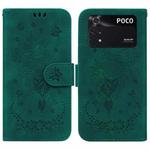 For Xiaomi Poco M4 Pro Butterfly Rose Embossed Leather Phone Case(Green)