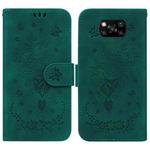 For Xiaomi Poco X3 NFC / Poco X3 Pro Butterfly Rose Embossed Leather Phone Case(Green)