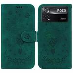 For Xiaomi Poco X4 Pro 5G Butterfly Rose Embossed Leather Phone Case(Green)