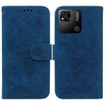 For Xiaomi Redmi 10A Butterfly Rose Embossed Leather Phone Case(Blue)