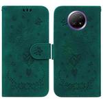 For Xiaomi Redmi Note 9T / Note 9 5G Chinese Butterfly Rose Embossed Leather Phone Case(Green)