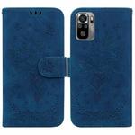For Xiaomi Redmi Note 10 4G / 10S Butterfly Rose Embossed Leather Phone Case(Blue)