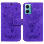 For Xiaomi Redmi 10 5G / Note 11E Butterfly Rose Embossed Leather Phone Case(Purple)