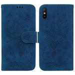 For Xiaomi Redmi 9A Butterfly Rose Embossed Leather Phone Case(Blue)