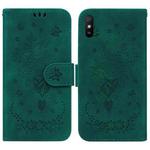 For Xiaomi Redmi 9A Butterfly Rose Embossed Leather Phone Case(Green)