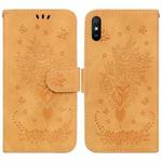 For Xiaomi Redmi 9A Butterfly Rose Embossed Leather Phone Case(Yellow)