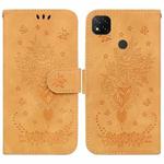 For Xiaomi Redmi 9C Butterfly Rose Embossed Leather Phone Case(Yellow)