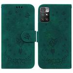 For Xiaomi Redmi 10 / 10 Prime Butterfly Rose Embossed Leather Phone Case(Green)