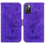 For Xiaomi Redmi 10 / 10 Prime Butterfly Rose Embossed Leather Phone Case(Purple)
