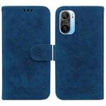 For Xiaomi Redmi K40 / K40 Pro Butterfly Rose Embossed Leather Phone Case(Blue)