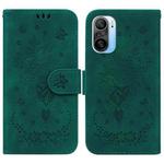 For Xiaomi Redmi K40 / K40 Pro Butterfly Rose Embossed Leather Phone Case(Green)