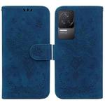 For Xiaomi Redmi K50 / K50 Pro Butterfly Rose Embossed Leather Phone Case(Blue)