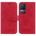 For Xiaomi Redmi K50 / K50 Pro Butterfly Rose Embossed Leather Phone Case(Red)