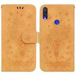 For Xiaomi Redmi Note 7 / 7S Butterfly Rose Embossed Leather Phone Case(Yellow)