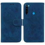 For Xiaomi Redmi Note 8 Butterfly Rose Embossed Leather Phone Case(Blue)