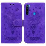 For Xiaomi Redmi Note 8 Butterfly Rose Embossed Leather Phone Case(Purple)