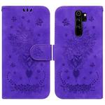 For Xiaomi Redmi Note 8 Pro Butterfly Rose Embossed Leather Phone Case(Purple)