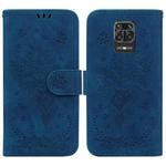 For Xiaomi Redmi Note 9 Pro / 9S / 9 Pro Max Butterfly Rose Embossed Leather Phone Case(Blue)