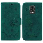 For Xiaomi Redmi Note 9 Pro / 9S / 9 Pro Max Butterfly Rose Embossed Leather Phone Case(Green)