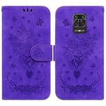 For Xiaomi Redmi Note 9 Pro / 9S / 9 Pro Max Butterfly Rose Embossed Leather Phone Case(Purple)