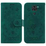 For Xiaomi Redmi 10X 4G / Note 9 Butterfly Rose Embossed Leather Phone Case(Green)