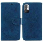 For Xiaomi Redmi Note 10 5G / Poco M3 Pro Butterfly Rose Embossed Leather Phone Case(Blue)