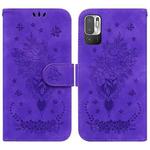 For Xiaomi Redmi Note 10 5G / Poco M3 Pro Butterfly Rose Embossed Leather Phone Case(Purple)