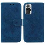 For Xiaomi Redmi Note 10 Lite / 10 Pro Butterfly Rose Embossed Leather Phone Case(Blue)