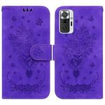 For Xiaomi Redmi Note 10 Lite / 10 Pro Butterfly Rose Embossed Leather Phone Case(Purple)