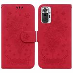 For Xiaomi Redmi Note 10 Lite / 10 Pro Butterfly Rose Embossed Leather Phone Case(Red)