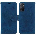 For Xiaomi Redmi Note 11 Pro 5G / 4G Foreign Butterfly Rose Embossed Leather Phone Case(Blue)