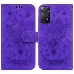 For Xiaomi Redmi Note 11 Pro 5G / 4G Foreign Butterfly Rose Embossed Leather Phone Case(Purple)