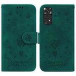 For Xiaomi Redmi Note 11 Foreign / 11S Butterfly Rose Embossed Leather Phone Case(Green)