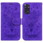 For Xiaomi Redmi Note 11 Foreign / 11S Butterfly Rose Embossed Leather Phone Case(Purple)