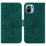 For Xiaomi Mi 11 Butterfly Rose Embossed Leather Phone Case(Green)