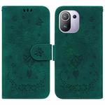 For Xiaomi Mi 11 Pro Butterfly Rose Embossed Leather Phone Case(Green)