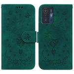 For Xiaomi 11T / 11T Pro Butterfly Rose Embossed Leather Phone Case(Green)